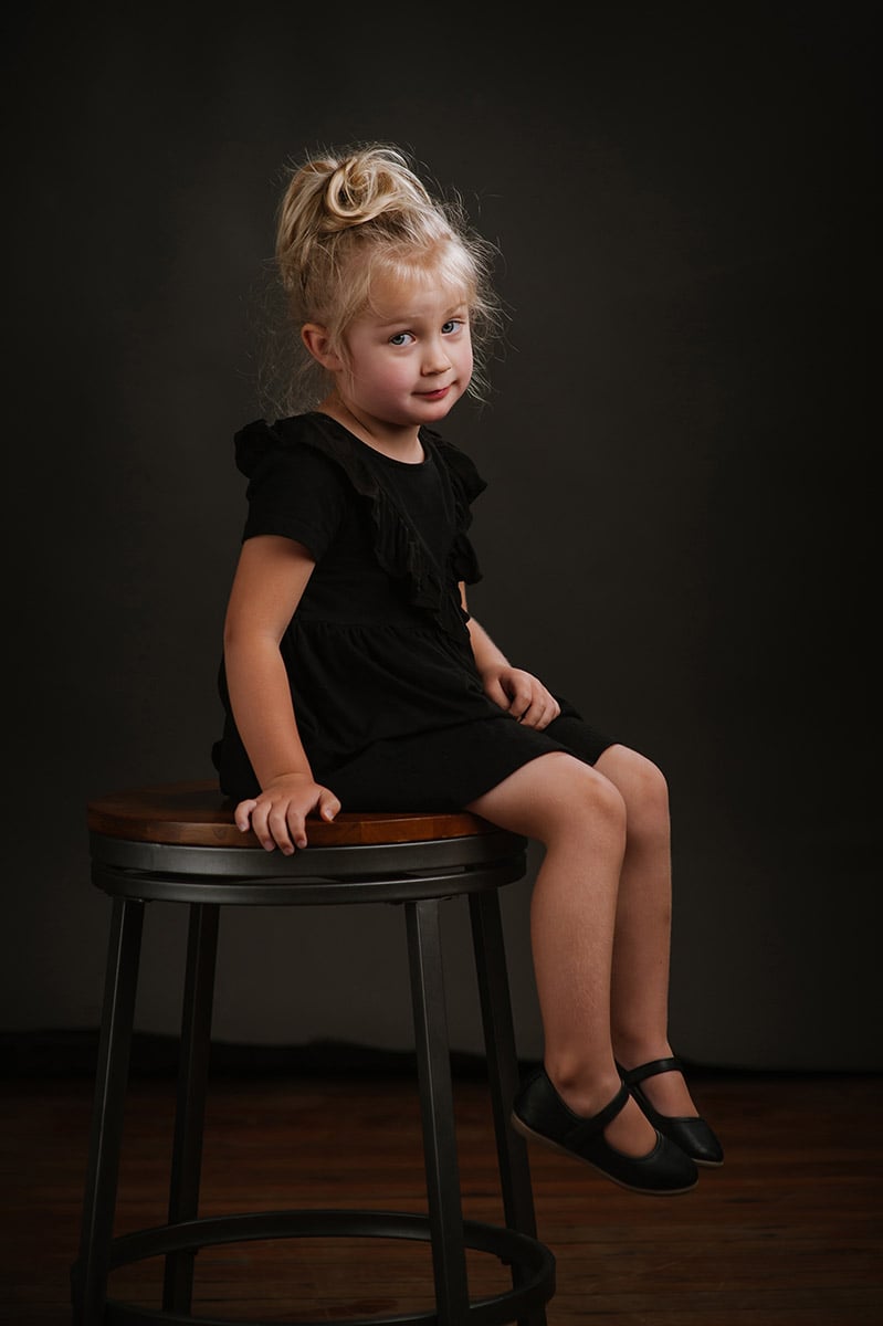 3 Year Old Girl Studio Portrait MInimal