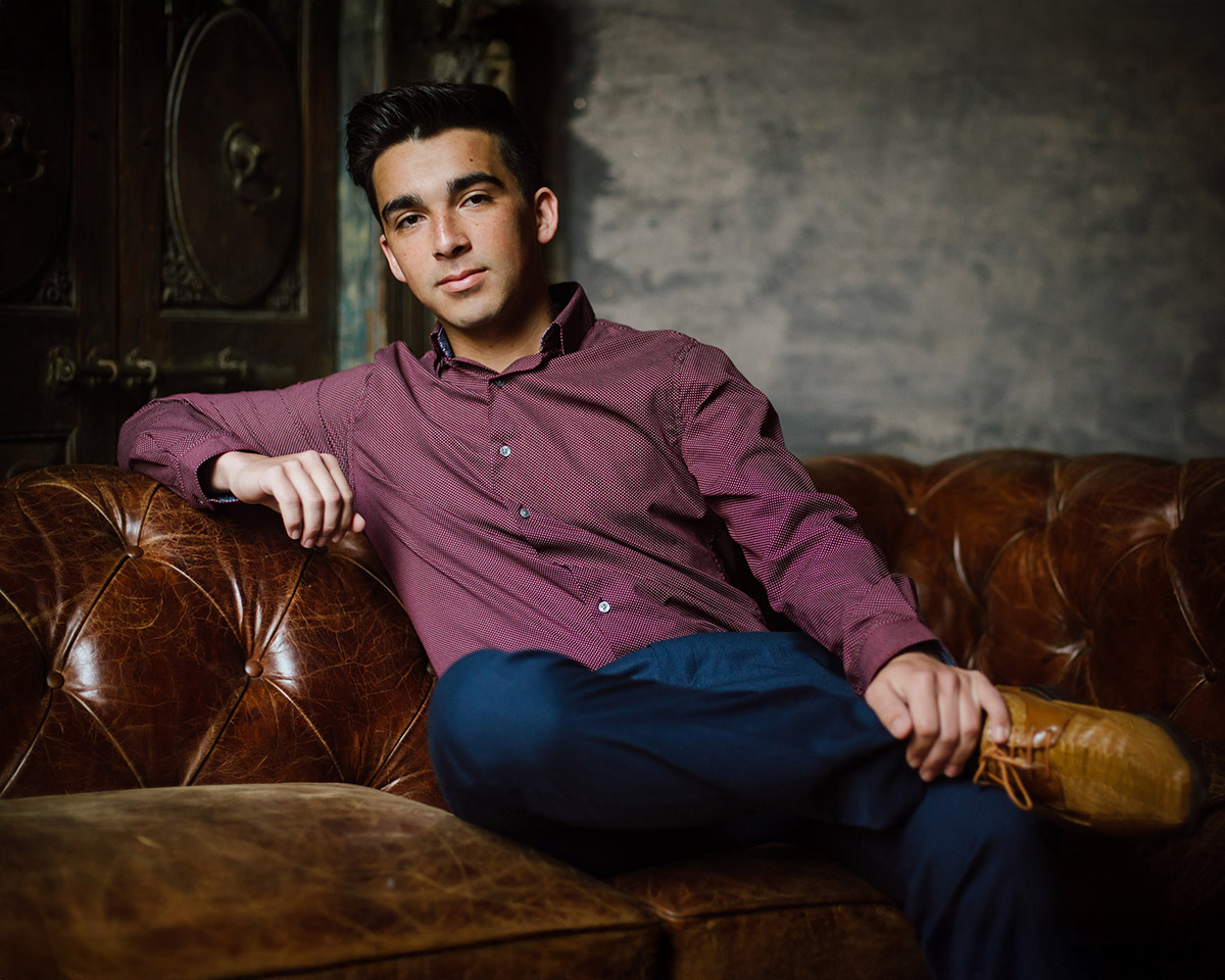 Senior Portrait Dressed Up Boy Studio